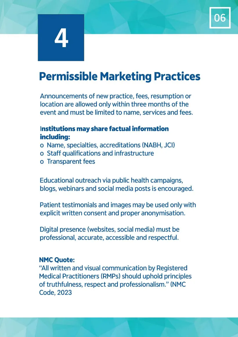 Rules Before Reach, June 2025 edition, page 9 of 19: 4. Permissible marketing practices